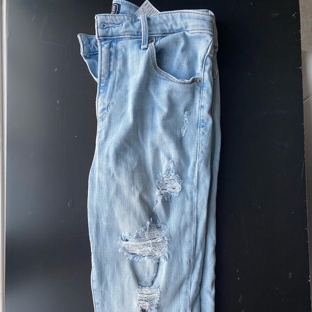 Abercrombie Light Blue Distressed Skinny Jean
